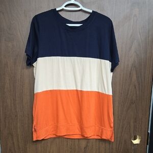 Unbranded Size XL Blue Orange Beige Horizontally Striped T-Shirt